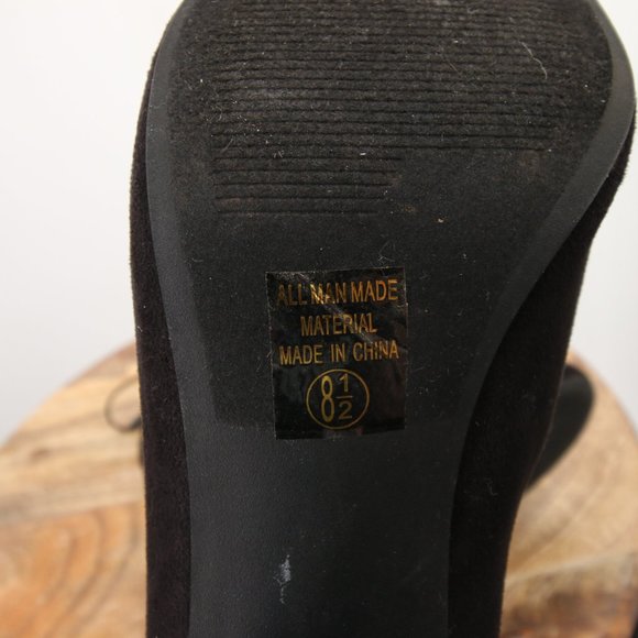 NWOT Black Faux Vegan Suede Ankle Booties Boots Sock Boot Chunky Heel Size 8.5 - Picture 8 of 8